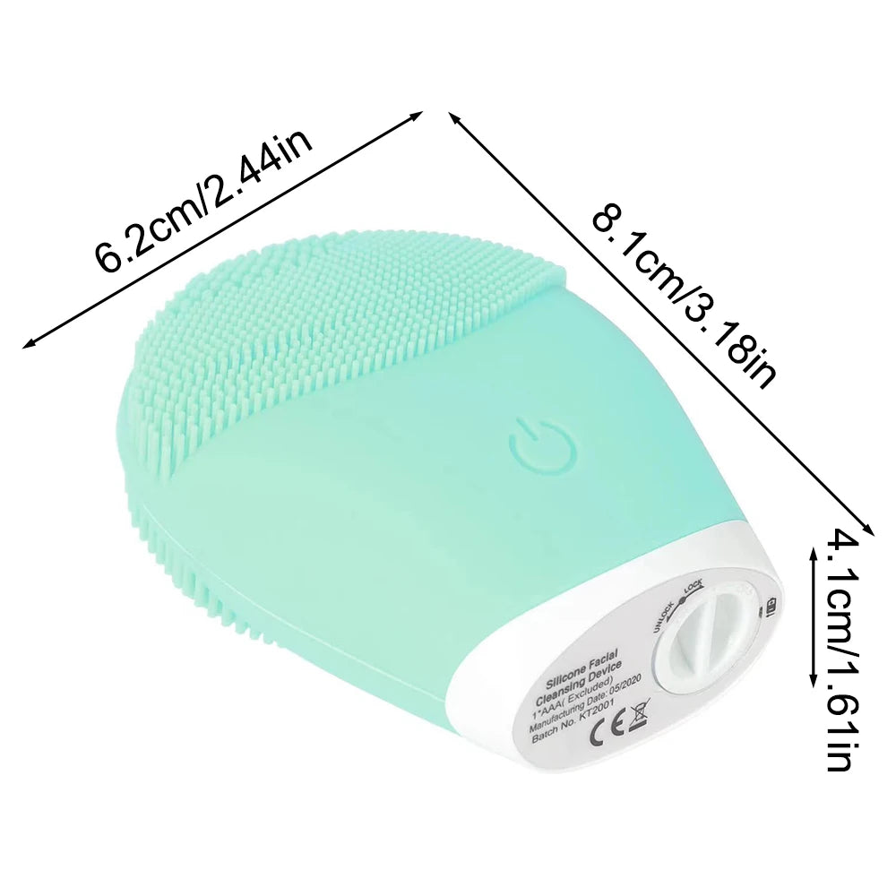 Electric Silicone Facial Cleanser Massager Skincare Massage Tool Beauty Machine Vibration Cleaning of Pores Self Provided Batter