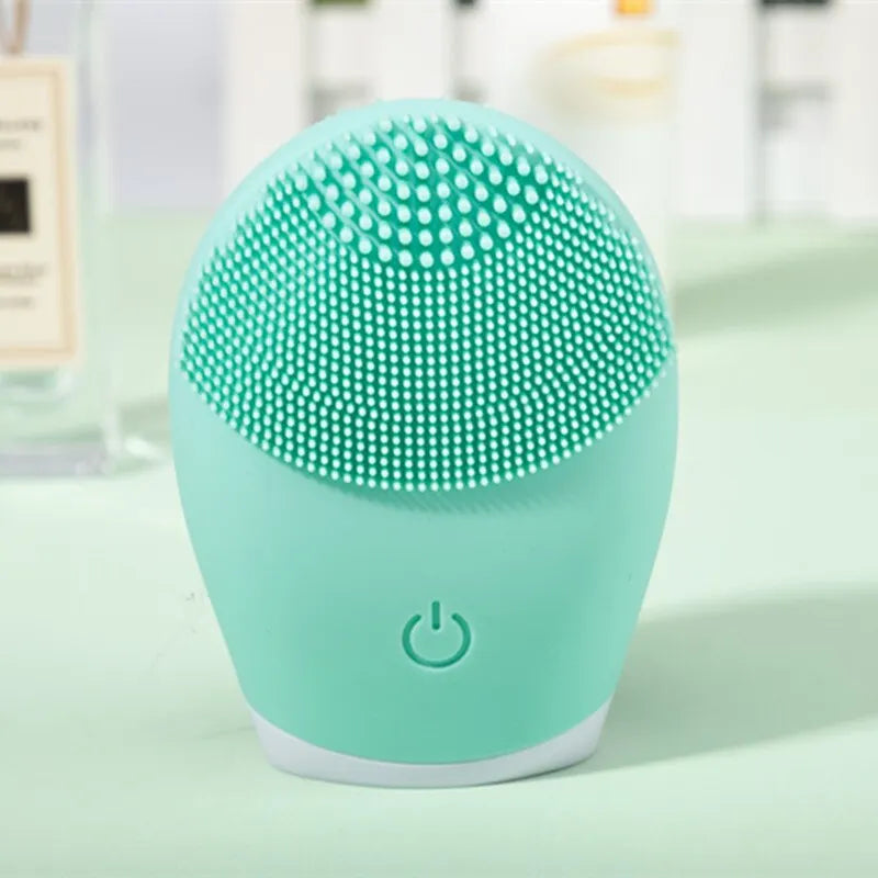 Electric Silicone Facial Cleanser Massager Skincare Massage Tool Beauty Machine Vibration Cleaning of Pores Self Provided Batter